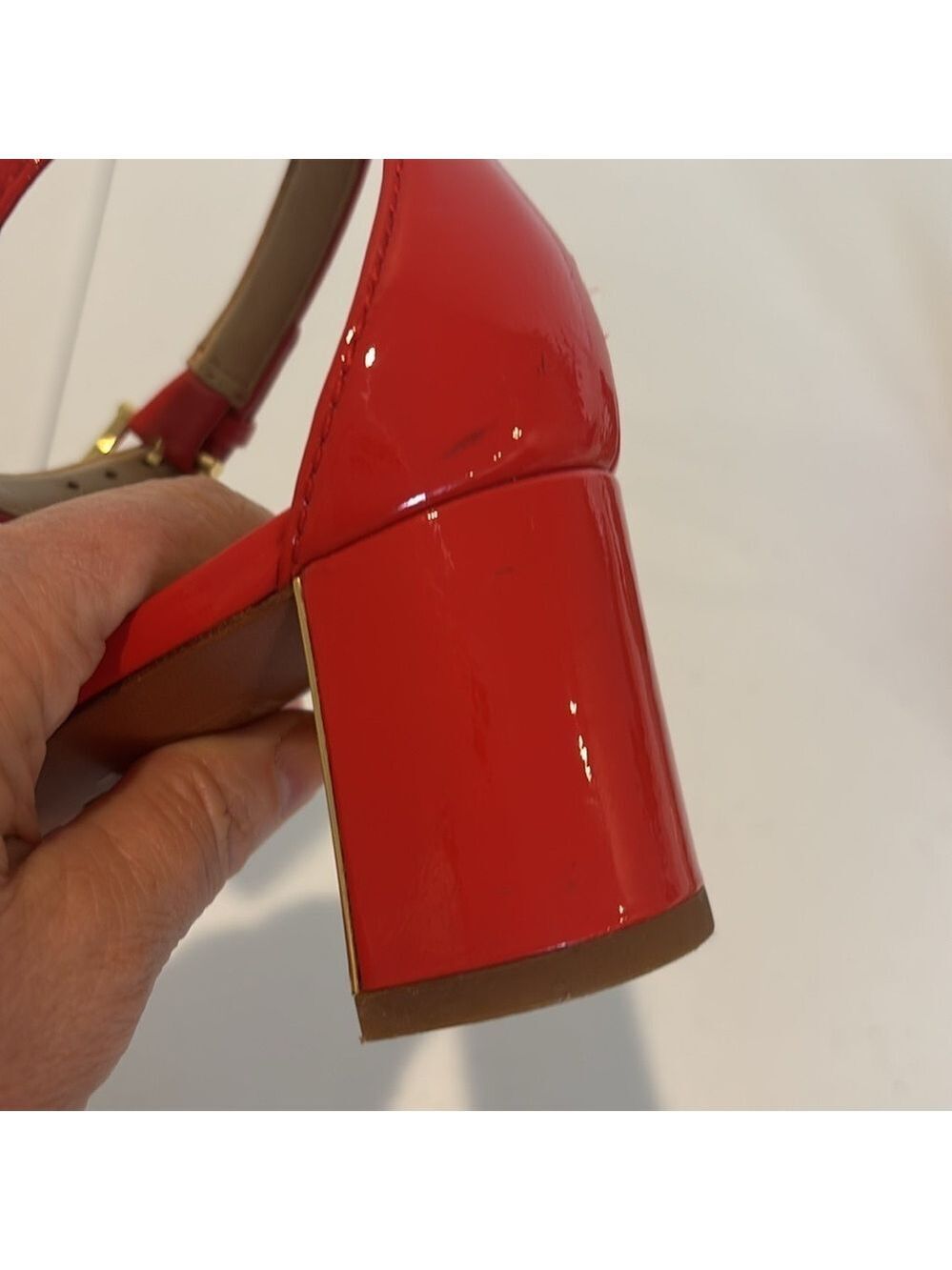 TORY BURCH CECILE sandals City Pepper Red Patent Leather block Heels size 8.5M - Picture 14 of 17